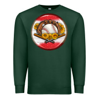 Sports Green baseball with sunflower round earrings Premium Sweatshirt - BundleAndBundleShop