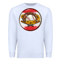 White baseball with sunflower round earrings Premium Sweatshirt - BundleAndBundleShop