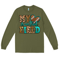 Army Green my heart is on that field american football Long Sleeve Tee - Jasminsmagicworld