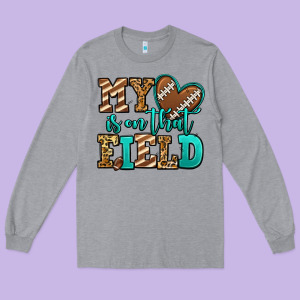 My Heart Is On That Field American Football Long Sleeve Tee Designed By Jasminsmagicworld