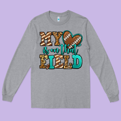 My Heart Is On That Field American Football Long Sleeve Tee Designed By Jasminsmagicworld