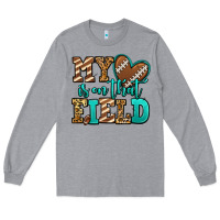 Heather Grey my heart is on that field american football Long Sleeve Tee - Jasminsmagicworld
