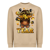 Mushroom happy new year afro messy bun Heavyweight Sweatshirt - texasbilliewilder