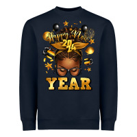Navy happy new year afro messy bun Heavyweight Sweatshirt - texasbilliewilder
