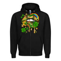 Black St. Patrick's Day lips Zipper Hoodie - HowdyJamesFarm
