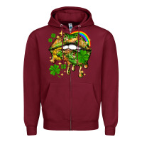 Burgundy St. Patrick's Day lips Zipper Hoodie - HowdyJamesFarm