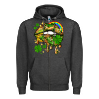Charcoal Heather St. Patrick's Day lips Zipper Hoodie - HowdyJamesFarm