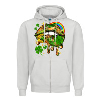 Dove Grey St. Patrick's Day lips Zipper Hoodie - HowdyJamesFarm