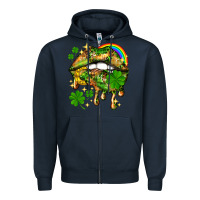 Navy St. Patrick's Day lips Zipper Hoodie - HowdyJamesFarm