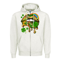 Oatmeal Heather St. Patrick's Day lips Zipper Hoodie - HowdyJamesFarm