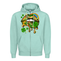 Seafoam St. Patrick's Day lips Zipper Hoodie - HowdyJamesFarm