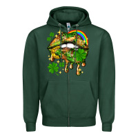 Sports Green St. Patrick's Day lips Zipper Hoodie - HowdyJamesFarm