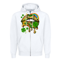 White St. Patrick's Day lips Zipper Hoodie - HowdyJamesFarm