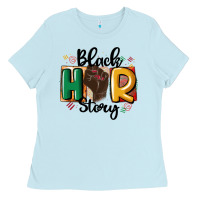 Baby Blue black story Ladies Tee - MaliasSmallBusiness