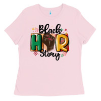 Bubblegum Pink black story Ladies Tee - MaliasSmallBusiness