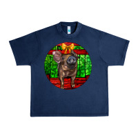 Navy christmas pig Urban Heavy Tee - LillyAllenDesigns