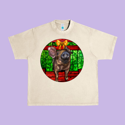 Christmas Pig Urban Heavy Tee Designed By Lillyallendesigns