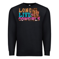 Black Western Long Live Cowgirls With Roses Premium Sweatshirt - BundleAndBundleShop
