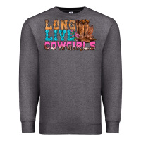 Charcoal Heather Western Long Live Cowgirls With Roses Premium Sweatshirt - BundleAndBundleShop