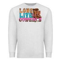Oatmeal Heather Western Long Live Cowgirls With Roses Premium Sweatshirt - BundleAndBundleShop