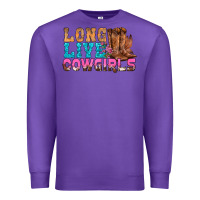Purple Western Long Live Cowgirls With Roses Premium Sweatshirt - BundleAndBundleShop