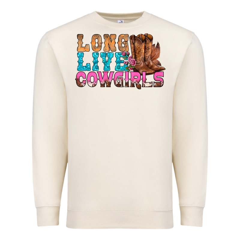 Western Long Live Cowgirls With Roses Premium Sweatshirt by BundleAndBundleShop | Teevron
