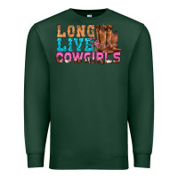Sports Green Western Long Live Cowgirls With Roses Premium Sweatshirt - BundleAndBundleShop