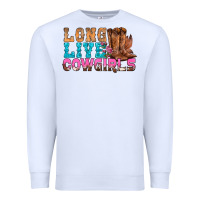 White Western Long Live Cowgirls With Roses Premium Sweatshirt - BundleAndBundleShop