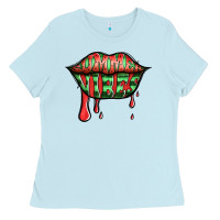 Baby Blue summer vibes watermelon lips Ladies Tee - Jasminsmagicworld