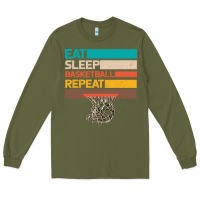 Army Green Eat Sleep Basketball Repeat Long Sleeve Tee - Bettercallsaul