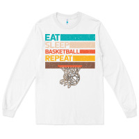 White Eat Sleep Basketball Repeat Long Sleeve Tee - Bettercallsaul