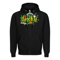 Black lucky gnomes truck St. Patrick's Zipper Hoodie - HowdyJamesFarm