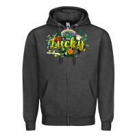 Charcoal Heather lucky gnomes truck St. Patrick's Zipper Hoodie - HowdyJamesFarm