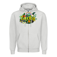 Dove Grey lucky gnomes truck St. Patrick's Zipper Hoodie - HowdyJamesFarm