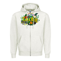 Oatmeal Heather lucky gnomes truck St. Patrick's Zipper Hoodie - HowdyJamesFarm