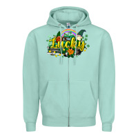 Seafoam lucky gnomes truck St. Patrick's Zipper Hoodie - HowdyJamesFarm
