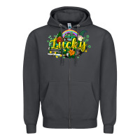 Smoke lucky gnomes truck St. Patrick's Zipper Hoodie - HowdyJamesFarm