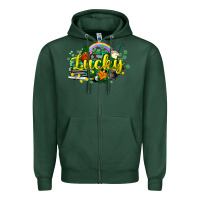 Sports Green lucky gnomes truck St. Patrick's Zipper Hoodie - HowdyJamesFarm