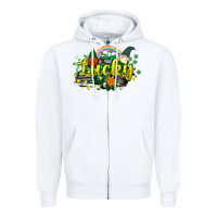 White lucky gnomes truck St. Patrick's Zipper Hoodie - HowdyJamesFarm