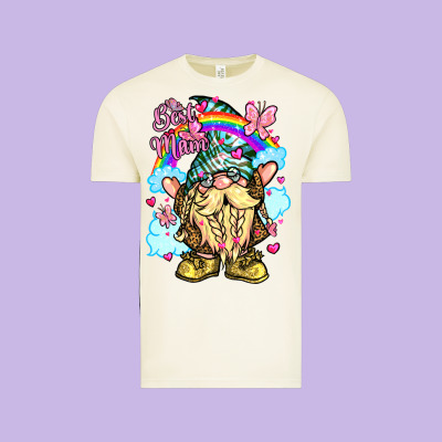 Best Mom Gnome Rainbow Clouds Butterfly Glitter Vintage Tee Designed By Lillyallendesigns