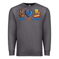 Charcoal Heather Peace Love Hotdog Premium Sweatshirt - BundleAndBundleShop