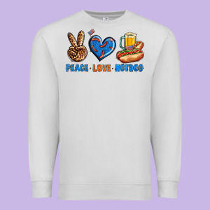 Peace Love Hotdog Premium Sweatshirt Designed By Bundleandbundleshop