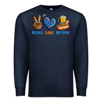 Navy Peace Love Hotdog Premium Sweatshirt - BundleAndBundleShop