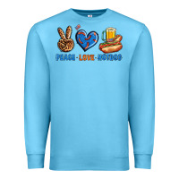 Ocean Blue Peace Love Hotdog Premium Sweatshirt - BundleAndBundleShop
