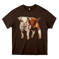 Chocolate Brown Baby Hereford Pig Heavy Core Tee - LillyAllenDesigns