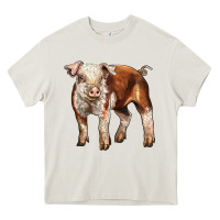 Cream Baby Hereford Pig Heavy Core Tee - LillyAllenDesigns