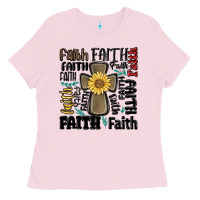 Bubblegum Pink faith cross Ladies Tee - MaliasSmallBusiness