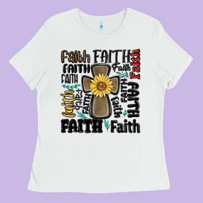 Faith Cross Ladies Tee Designed By Maliassmallbusiness