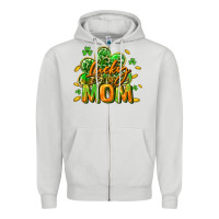 Dove Grey Lucky Mom  St. Patrick's Day Zipper Hoodie - CowGirlArtShop