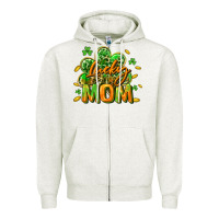 Oatmeal Heather Lucky Mom  St. Patrick's Day Zipper Hoodie - CowGirlArtShop